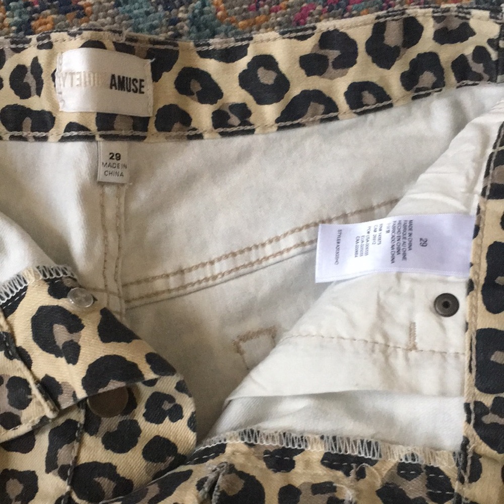 Cheetah denim shorts